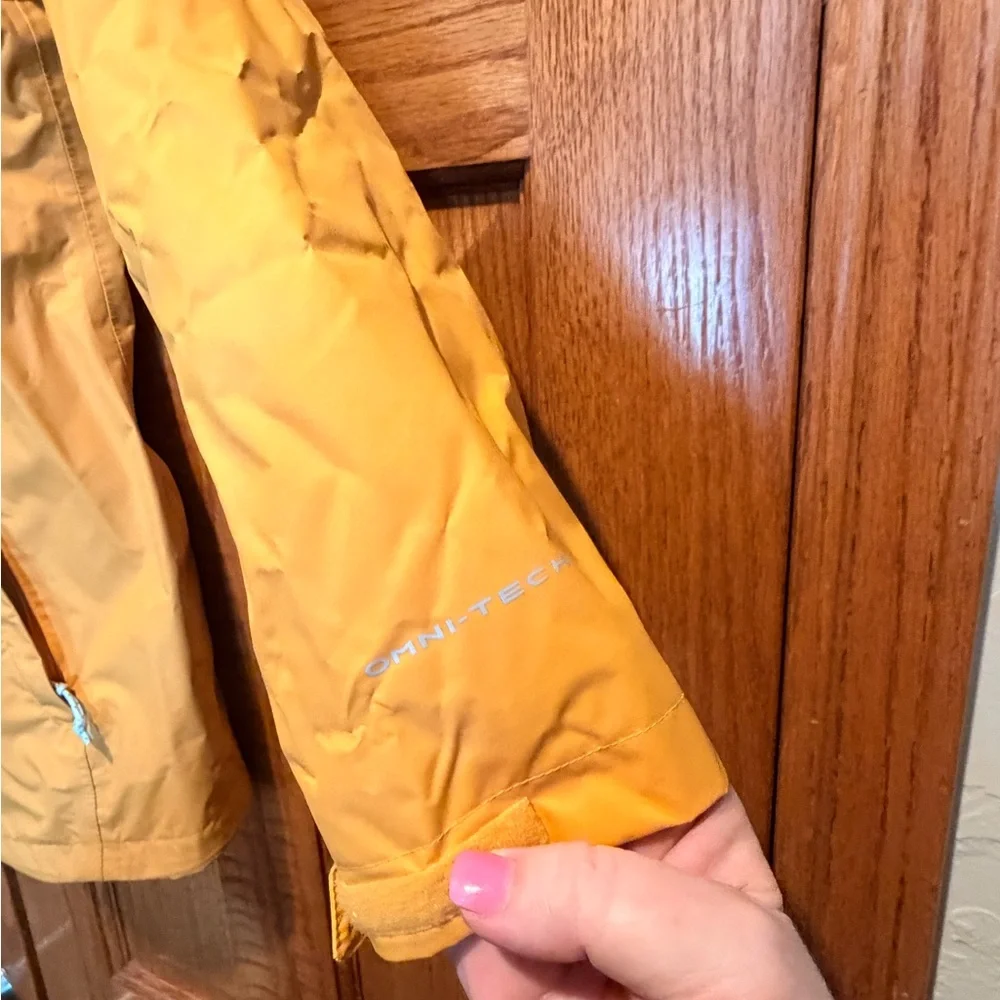 Columbia Bright Yellow Hooded Rain Jacket